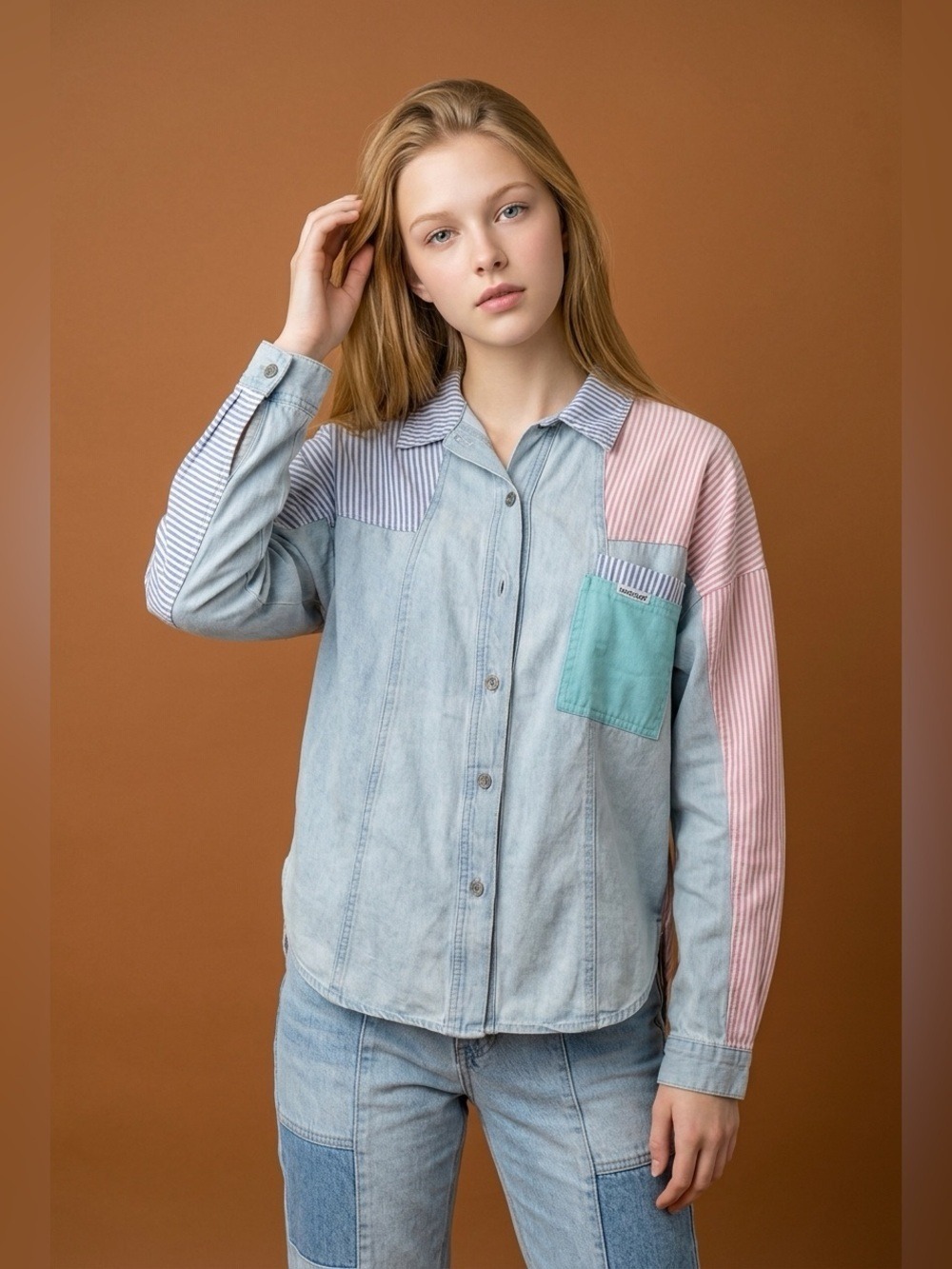 Playful Liz Thomas Denim Patchwork Jacket (One Size Fits All) - Picture 2 of 6